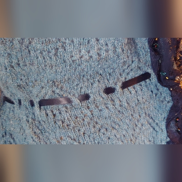 Whistles Wool Blend Cardigan Sweater w Lace Trim & Ribbon Tie Front Sz 4 - Picture 8 of 14